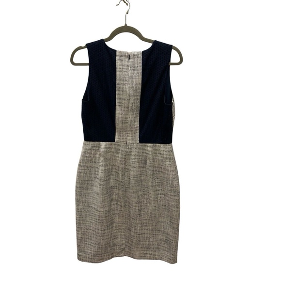 J. Crew Navy Ivory Tweed Sheath Dress Eyelet Panel Size 8 - Picture 8 of 12